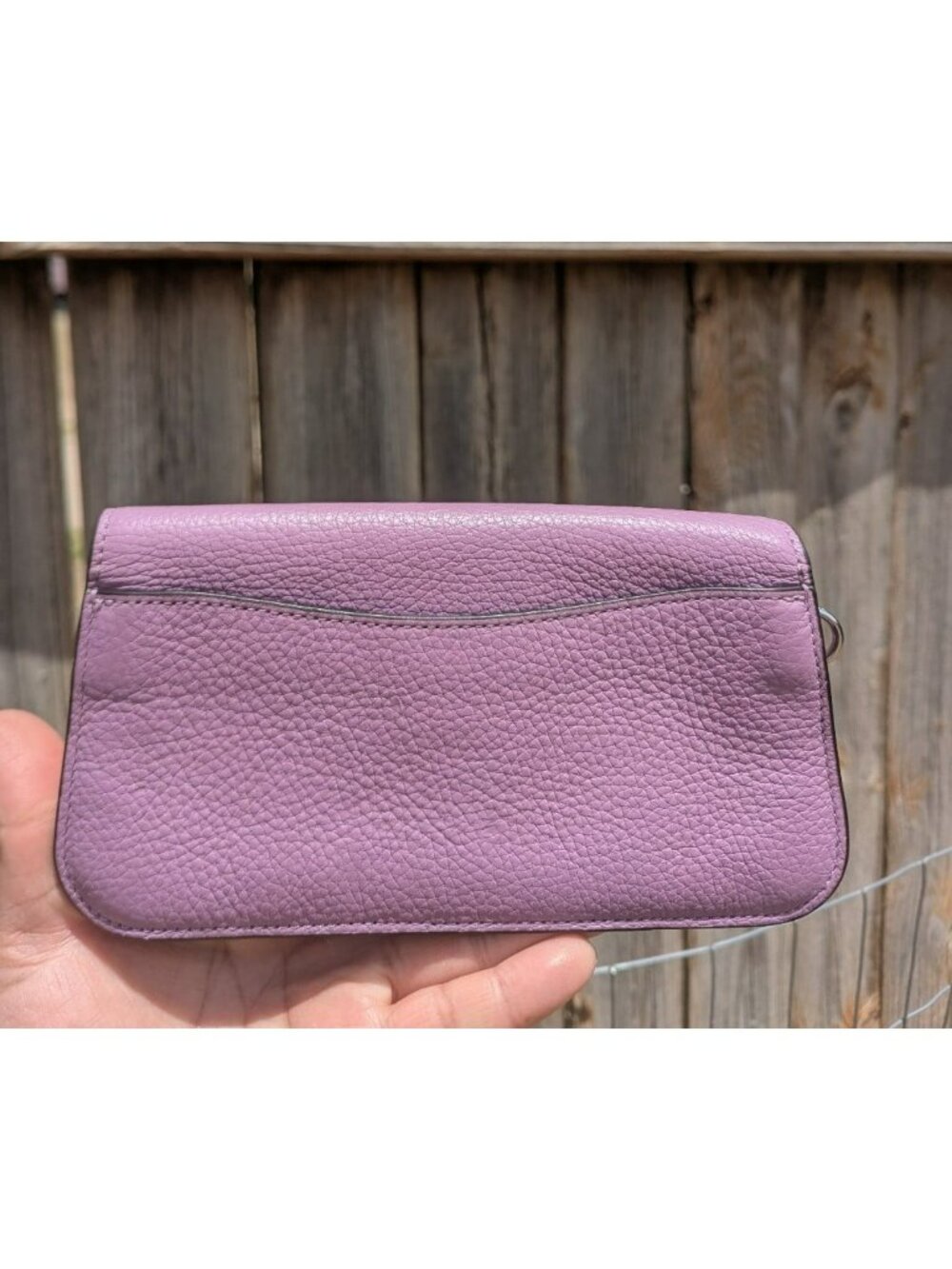 Coach Originals Pebbled Leather Turn Lock Wallet Violet Orchid Silver - Picture 2 of 12